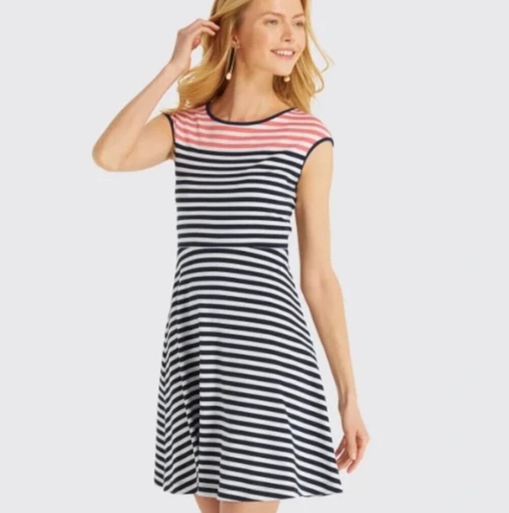 Draper James Red and Blue Stripped Dress Size S